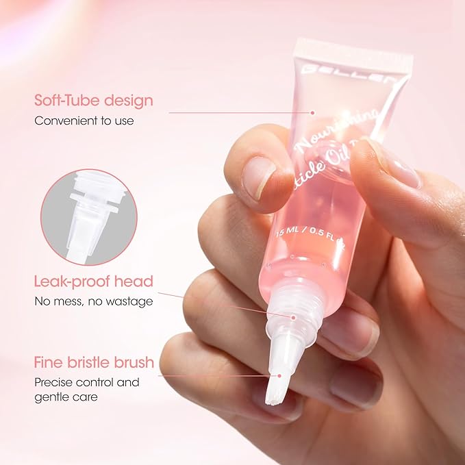 Gellen Cuticle Oil Pen Nourishing Nail Growth Oil Pen | Rich with Jojoba Oil & VE Soften Cuticles Strengthen Healthier-Looking Nails, Brush Applicator, Pro Care for Hands, Strawberry Scent