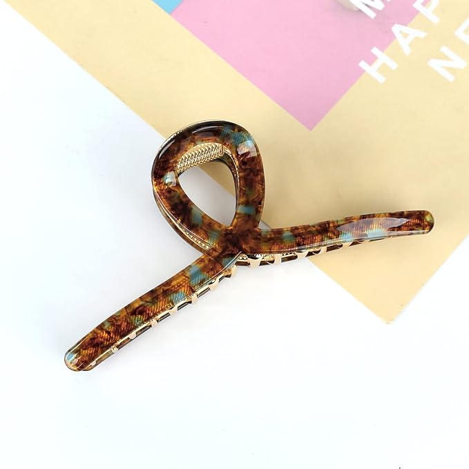 Big Hair Claw Clips Butterfly Barrettes Claw Clips for Women Acetate Claw Clips Metal Hair Clip for Girls Large Hair Accessories for Long Thick Hair (Brown Green)
