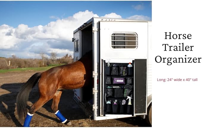 Equine Long Trailer Door Caddy - Horse Trailer Door Caddy Grooming Bag Stall Organizer - Horse Equipment Trailer Door Caddy Storage Bag - Trailer Grooming Bag Door Caddy Organizer