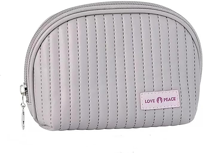 Small Makeup Bag for Purse Mini Cosmetic Pouch Waterproof Zipper Pouch for Women Small Cosmetic Bag PU Leather Travel Makeup Bag Lipstick Bag Light Purple