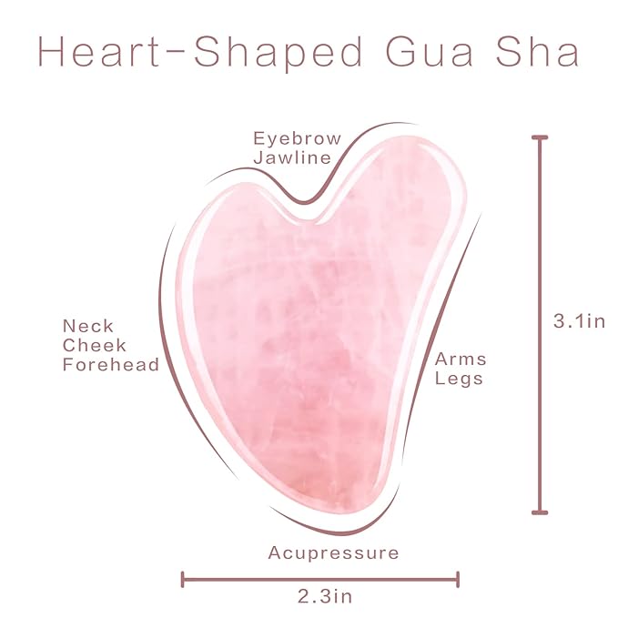 Gua Sha Facial Tools, Rose Quartz Guasha Tool for Face & Eye, Puffiness Reducing & Jawline Sculpting Face Stone Gua Sha Tools for Skin Care Woman GuaSha Stone Tool, Pink