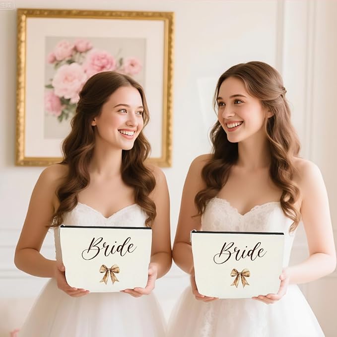 Elegant Wedding Makeup Bag - Bride Gift Set, Bridal Shower Present for Her, Bachelorette Party Keepsake - Cosmetic Organizer Ladies Friend Fiance