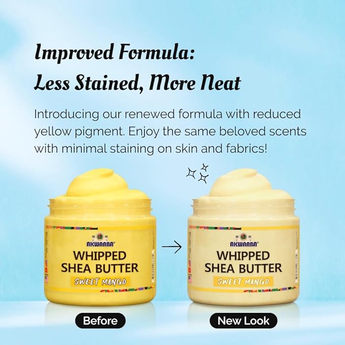 AKWAABA Whipped Shea Butter (Sweet Mango) – Nourishes & Moisturizes | Made with Shea Butter | No Dyes & Parabens | 12 oz / 340 g
