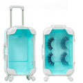 Fake Eyelash Organizer Case Eyelash Extension Mini Suitcase Lashes Organizer Packing Makeup Container Luaage Box for Women Travel 2 Eyelash Tray (Blue)