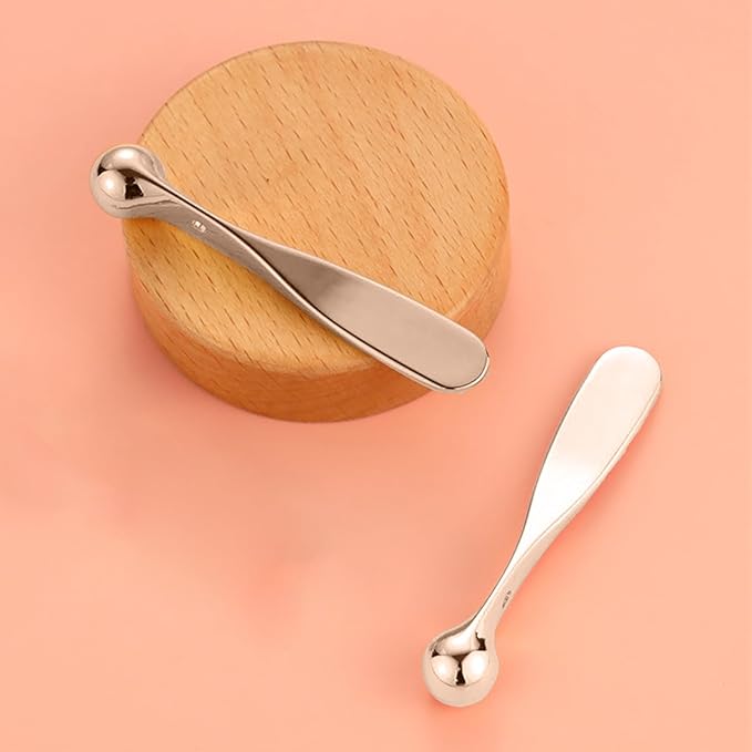 4pcs Metal eye roller tool,Cream Massage Stick Tool for Face Cream Applicator,Makeup spatula,eye massage tool, eye cream applicator, eye cream applicator(Rose Gold)