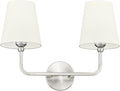 2-Light Bathroom Light Fixtures, Brushed Nickel Vanity Lights, Double Wall Sconce with Beige Fabric Shade, Modern Sconces Wall Lighting for Hallway Bedroom Stairway, VL837-BN-B-2