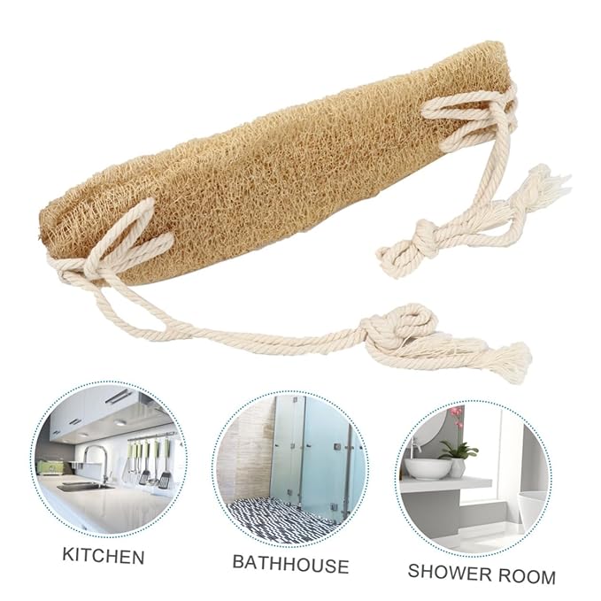 minkissy 2pcs Back Scrubber Exfoliating Band Natural Loofah Back Washer for Shower and Bath Soft Comfortable Material for Cleaning Skin and Pores Bathing Accessory for Family