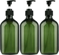 Empty Plastic Bottles with Pump Dispenser and Labels Included, Refillable Travel Containers for Hand sanitizer Shampoo Lotion, etc - No BPA/Parabenf, 500ml/16.9oz (Green, 3 Pack)