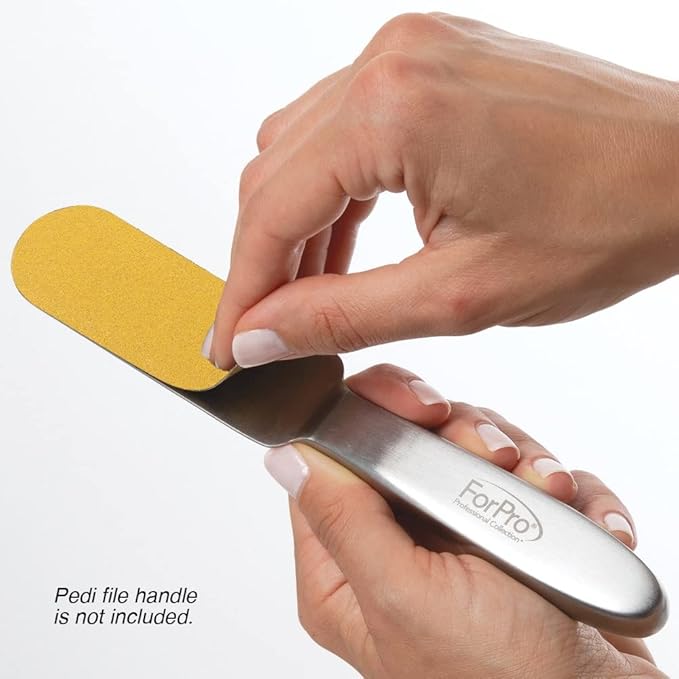 ForPro Professional Collection Stainless Steel Pedi File Refill, 180 Grit, Gold, EZ-Strip Peel Pedicure Refill Pads, 1.25” W x 4” L, 50-Count