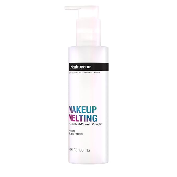 Neutrogena Makeup Melting Refreshing Jelly Cleanser, 7% Emollient-Vitamin Complex, Gentle Face & Eye Makeup Remover to Melt Stubborn Makeup, Cleanse & Condition Skin, Oil-Free, 6.3 fl. oz (Pack of 2)