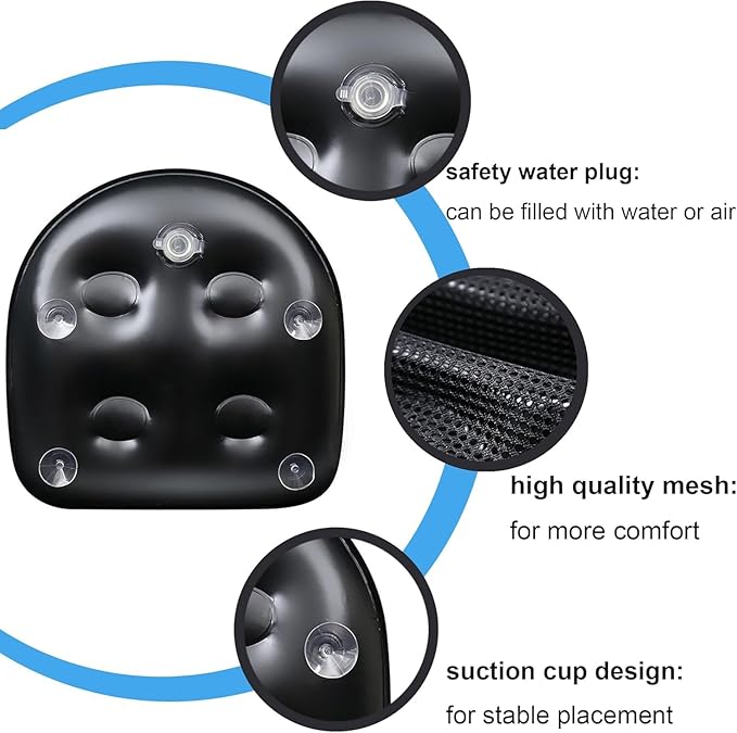 SPA Booster Seat,Spa&Hot Tub Seat with Non-Slip Suction Cups,Portable Fordable Bathtub Seat for Home/SPA/Travel/Business Trip, Black