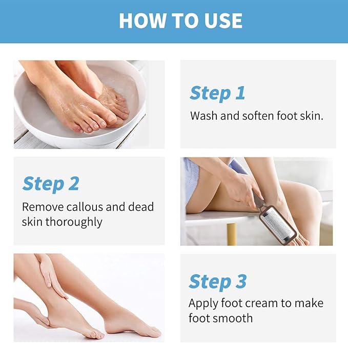 Fu Store 2 Pack Foot Files Callus Remover Stainless Steel Foot Rasp and Dual Sided Feet File Professional Scrubber Pedicure Tools Premium for Feet Care Remove Hard Skin, Brown