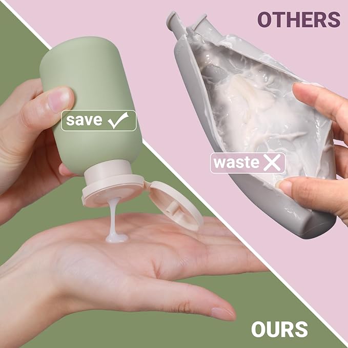 ASEVAT 6.7 oz Empty Squeeze Bottles for Shampoo, Travel Containers for Toiletries, Leak Proof Plastic Bottles with Caps, Refillable for Lotion, Cream and Liquids (3Pcs)