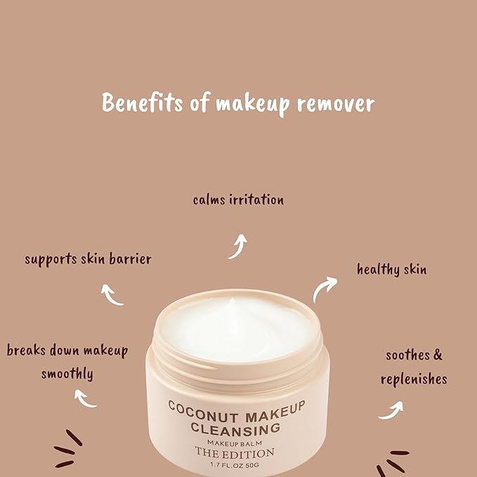 The Edition Coconut, Makeup Balm, Face Cleanser, Makeup Remover & Cleansing Balm – Gentle Face Makeup Cleanser for Waterproof Makeup, Hydrating Skincare for All Skin Types, 50g