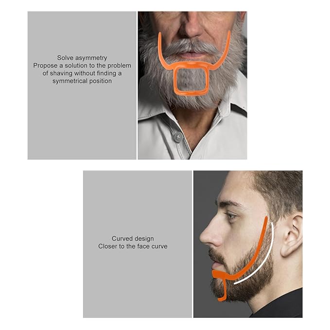 Tyenaza Beard Shaper, Hair Grooming Versatile Portable Shaping Tool Face Hair Styling Template for Men (Orange)
