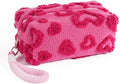 SxoSyo Makeup Bag for Women Cosmetic Bags Large Make up Brushes Pouch Travel Toiletry Purse Zipper Storage Organizer for Gifts (heart, rose pink)