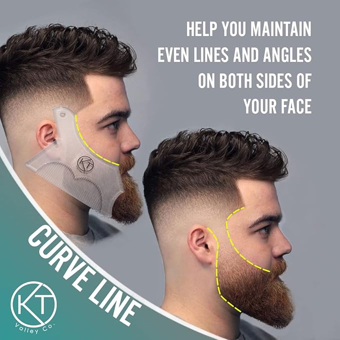 Men’s Beard Shaping Tool Transparent Design for Men's Jaw Cheek Neck Line Symmetric Curve, Professional Beard Guide Styling Comb Works w/All Types of Razors and Beard Trimmers