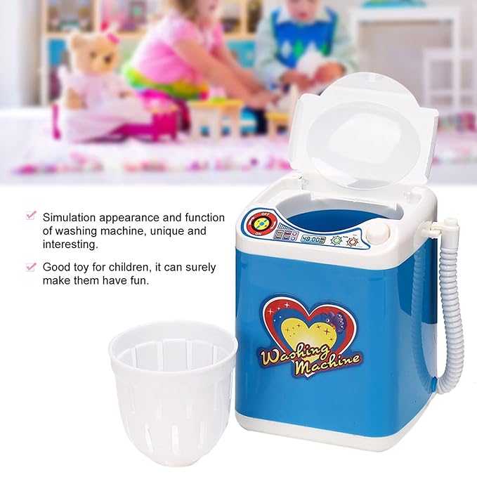 Mini Washing Machine, Electric Mini Quick Dry Cleaning Washer Cosmetic Tool Cleansing Machine for Home (Blue)