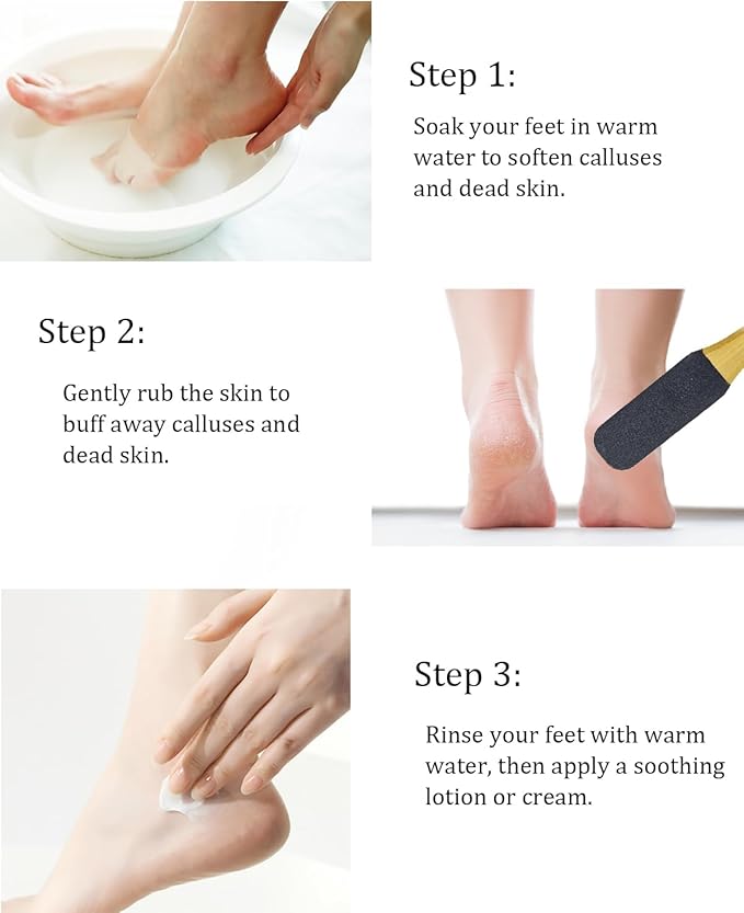 Pumice Stone Foot File, 2 Pack Wooden Pedicure Foot Scrubber Remover for Feet, Heels, Elbows, Hands in Shower, Professional Foot Rasp for Wet and Dry Feet, Foot Care Tools for Women Men（White）