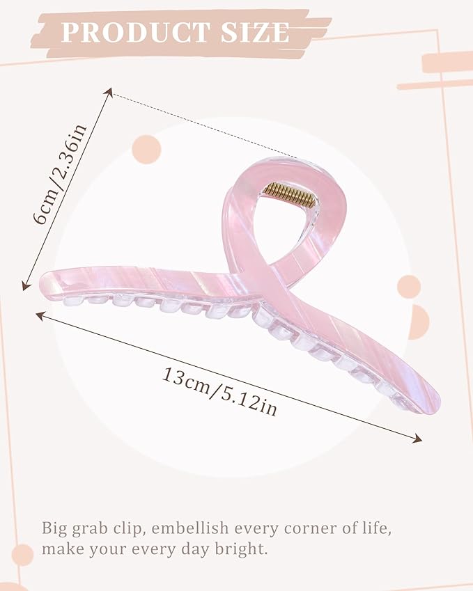 Molans 5Inch Large Hair Claw Clips 4 PCS for Women - Acrylic Hair Accessories for Thick Hair and Long Hair, Big Strong Durable Hair Applique, Oversized Non-slip Rectangle Butterfly Jaw Hair Clips