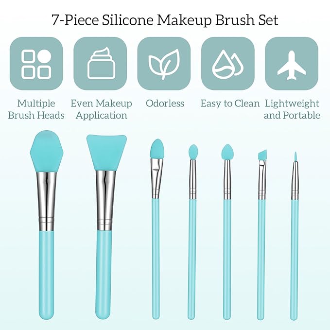 7 PCS Silicone Makeup Brushes, Makeup Applicator Tool Silicone Applicator Brushes for Resin Epoxy Art Crafting Cream