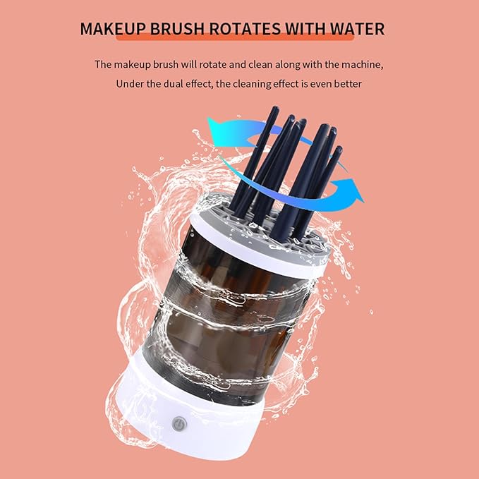 Makeup Brush Cleaner Electric, Upgrade Automatic Spinning Makeup Brush Cleaner,Make Up Cleaner Machine, Silent Makeup Brush Washer Great Gifts for Women