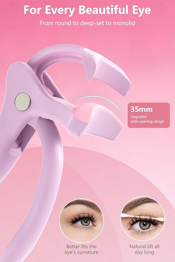KOKABI Heated Eyelash Curler: Fast 10s Heat up, 24 Hours Long Lasting, Electric Lash Curler with Temperature Control, Safe Anti-Burn Eye Lash Curler, Quick Natural Curling Lashes (Purple)