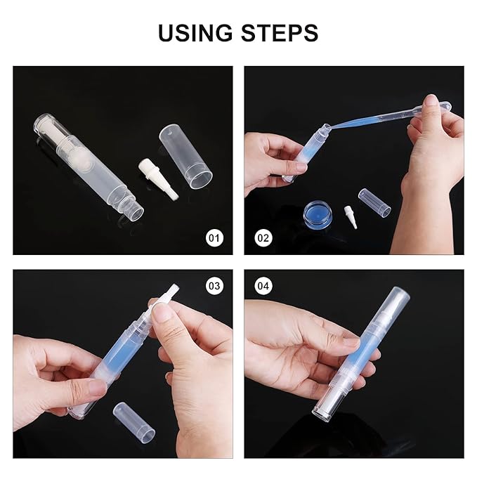 5 pack 5ml Transparent Twist Pen for Cuticle Oil Applicator, Empty Nail Oil Pen with Brush Tip, Eyelash Growth Liquid Tube, Cosmetic Lip Gloss Container (5x)