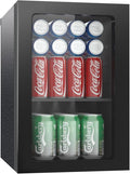 Compact Beverage Refrigerator,24 Can/0.9 Cubic Feet Fridge with Glass Front Door for Soda, Beer or Wine, Under Counter Small Refrigerator with Adjustable Shelve