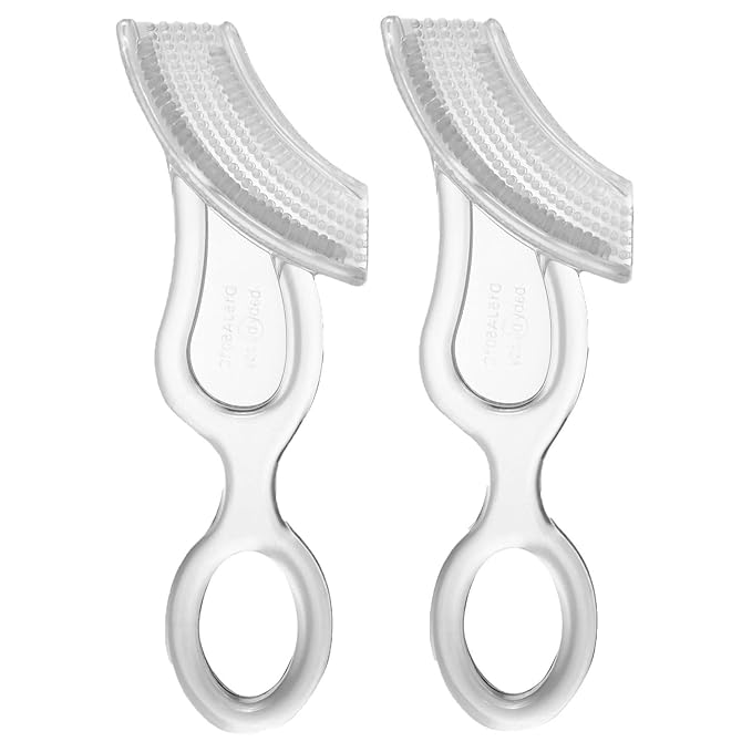 Brilliant Oral Care Baby’s First Toothbrush, Smooth Silicone Bristles Gently Clean Tender Teeth and Gums, for Ages 4+ Months, Clear, 2 Pack