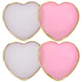4 Pack Nail Art Palette, Resin Polish Color Design Makeup Mixing Plate, Heart Shape Mini Paint Palette for Nails - White, Pink
