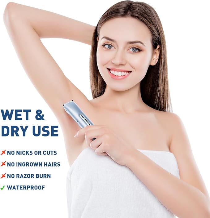 Bikini Trimmer for Women,2 in 1 Womens Electric Razors,Dual Head Shaver for Women Lady Facial Pubic Legs Private Area Body Hair,IPX7 Waterproof Wet & Dry