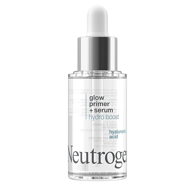 Neutrogena Hydro Boost Glow Booster Primer & Serum, Hydrating & Moisturizing Face Serum-to-Primer Hybrid, Infused with Purified Hyaluronic Acid & Designed to Instantly Hydrate, 1.0 fl. oz (Pack of 2)