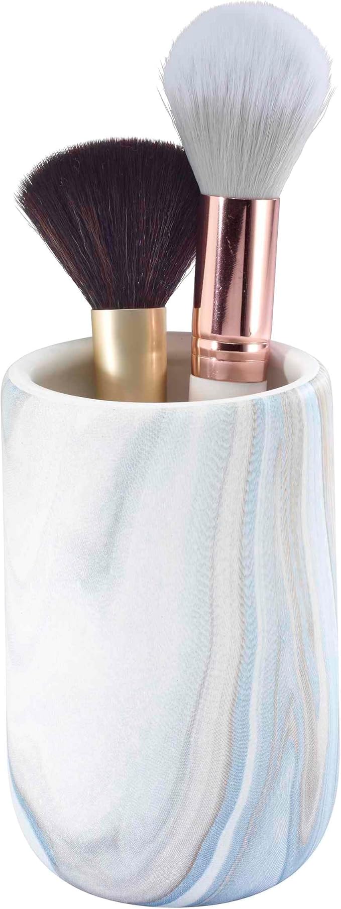 Avanti Linens - Bath Set, 4pc Countertop Accessories, Resin Tumbler, Toothbrush Holder, Soap Dish, Lotion Pump (Waves Collection, Blue)