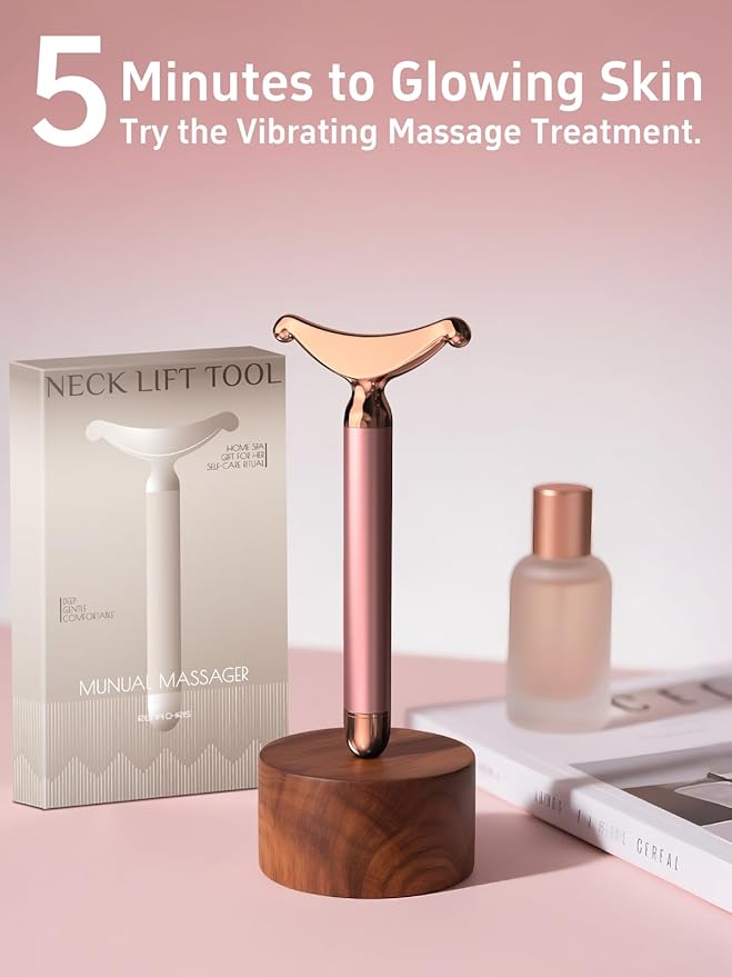 Facial Massager & Neck Lifter, Lymphatic Drainage Depuffer, Jawline Sculpting Tool, Under-Eye Care, Ergonomic Weighted Metal, at-Home Spa Results