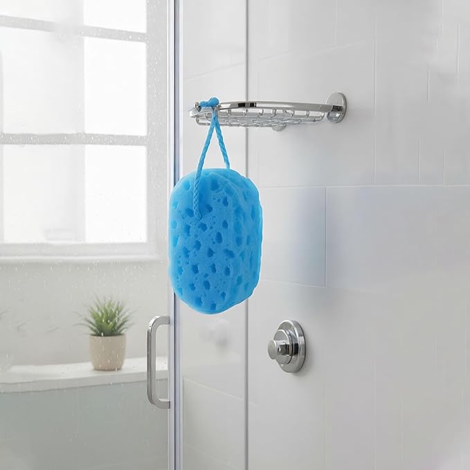 3piece Shower Sponge Set with Colored Honeycomb Pattern (red, Blue, Purple)