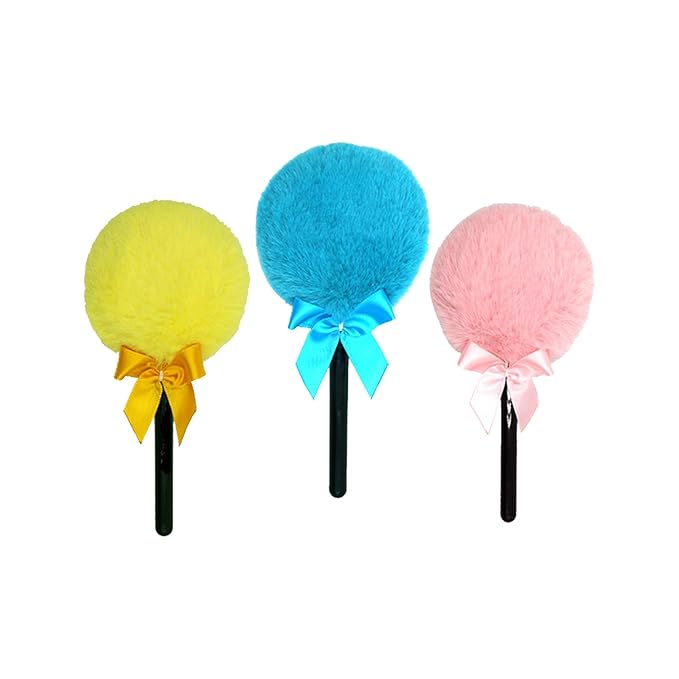 Lollipop Shape Setting Powder Puff,Fluffy Body Powder with Long Handle,Soft Cosmetic Makeup Puffs Women,Cosmetic Applicator for Setting Loose Dusting Blender & BodyPowder Application (Mixed color)