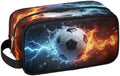 Fire Water Lightning Soccer Toiletry Bag for Men Women, Cosmetic Makeup Bag with Handle, Travel Shaving Kit Organizer, Waterproof Portable Wash Bag for Gym Vacation Camping Sports