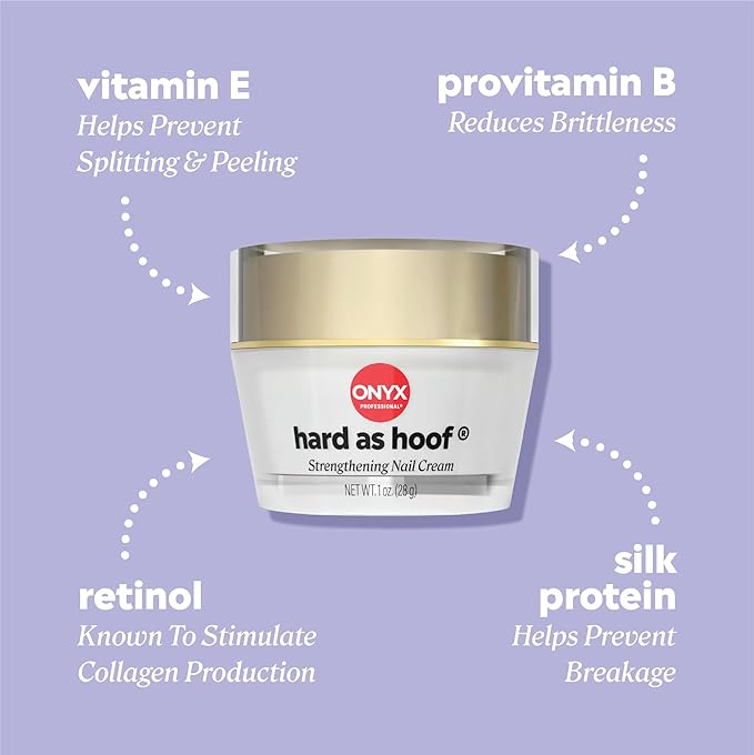 Onyx Professional Hard As Hoof Nail Strengthening Cream, Unscented - Nail Growth & Conditioning Cuticle Cream Stops Splits, Chips, Cracks & Strengthens Nails, 1 oz