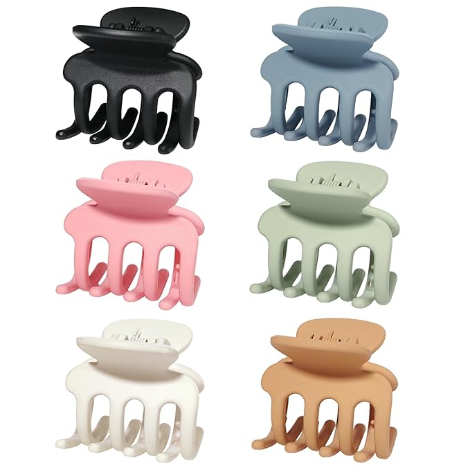 6 Pcs Hair Clips Small Claw Clips for Thin Hair Medium Matte Non-slip Hair Accessories for Women and Girls (Colorful)