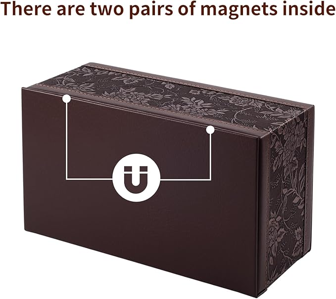 PU Leather Tissue Box Cover Tissue Box Holder Rectangle Tissues Organizer with Magnetic Bottom,Decorative Napkin Caddy for Vanity Dresser Night Stand Table Countertop Home Office Car,Retro