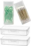 Cotton Swab Holder for Travel, 4 Pcs Portable Small Dental Floss Holder Clear Plastic Cotton Pad Holder, Travel Floss Picks Case with Dustproof Lid for Bud Hair Ties Floss