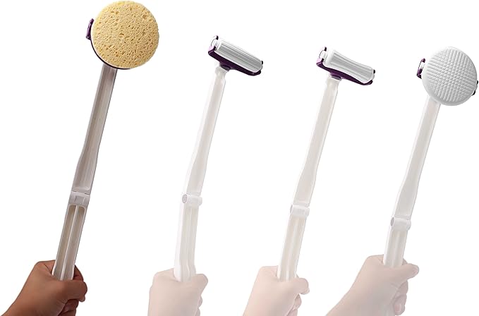 KMINA Lotion Applicator for Back Self Elderly, Foldable and Long, Includes Accessory Kit, Long Handled Sponge, Made in Europe