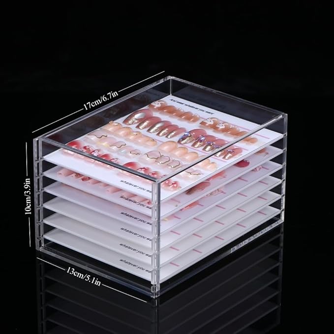6 Layers Acrylic Nail Storage Organizer, Cosmetic Makeup Container Box, Clear Case Cabinet Display Used for Nail Storage and Nail Salons (6 Layers)