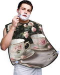 Tea Cups With Roses Romantic Shabby Print Beard Bib Shaving Apron, Beard Hair Trimming Cape Gift For Dad