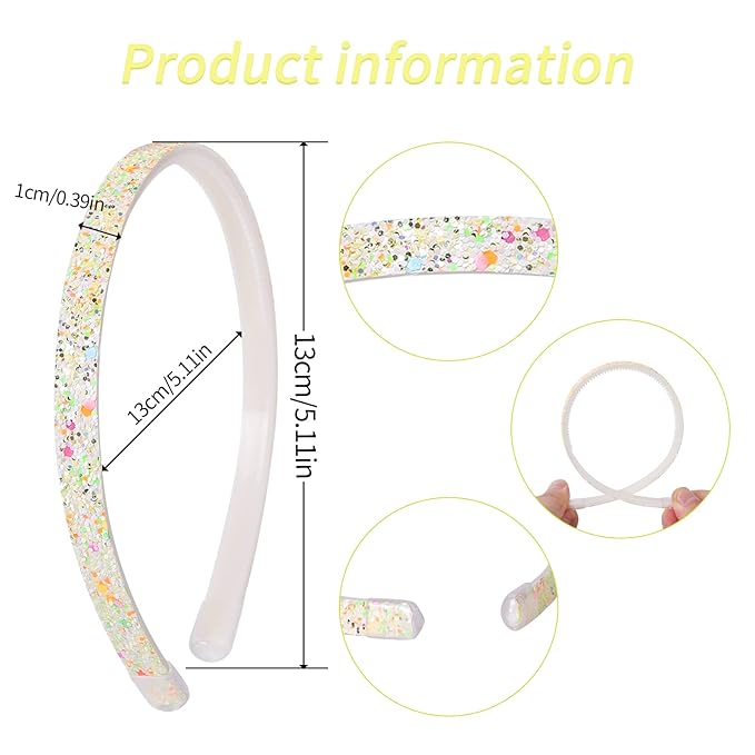 Fishdown Sparkle Glitter Headband, 6 Pieces, For Toddler Girls, Women, Star Pattern Glow in the Dark, Hairbands for Girls Women