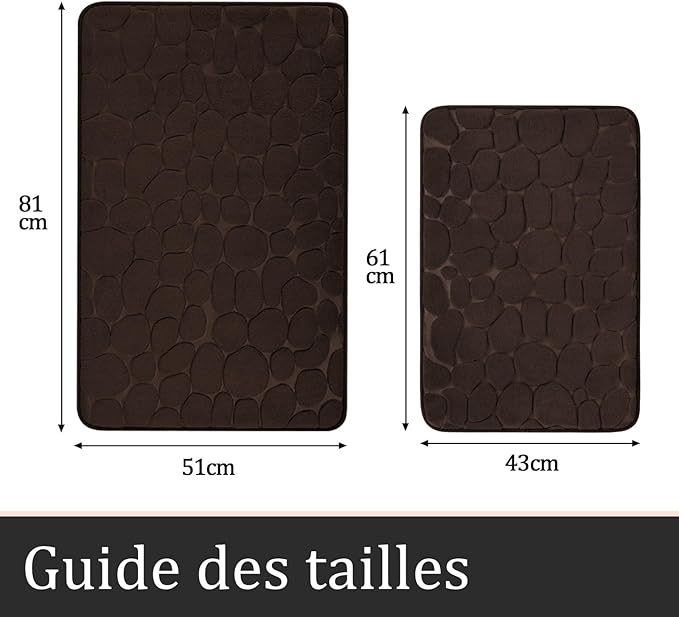 YIHOUSE Bathroom Rugs Mat Set 2 Piece Brown, Memory Foam Bath Mats Sets, Non Slip Water Absorbent Washable Bath Rugs for Sink, Toilet and Floor