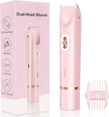 New 2-in-1 Electric Bikini Trimmer for Women - Dual Head Electric Razor,Waterproof Painless Bikini Shaver, Pubic Hair Trimmer for Private Area & Body Hair,Gifts for Women,Pink