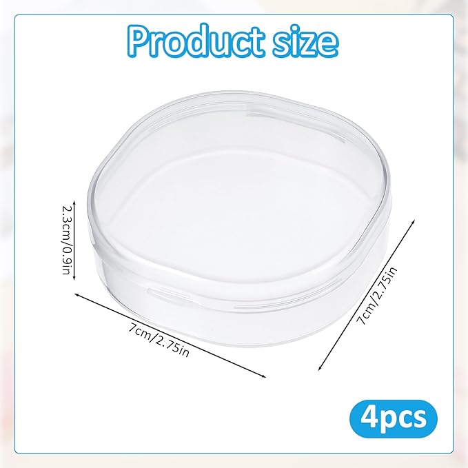 4PCS Plastic Cotton Square Holder, Cosmetic Cotton Pad Holder Portable Travel and Sealed Travel Cottons Rounds Holders Suitable for Makeup Remover Cottons Ball