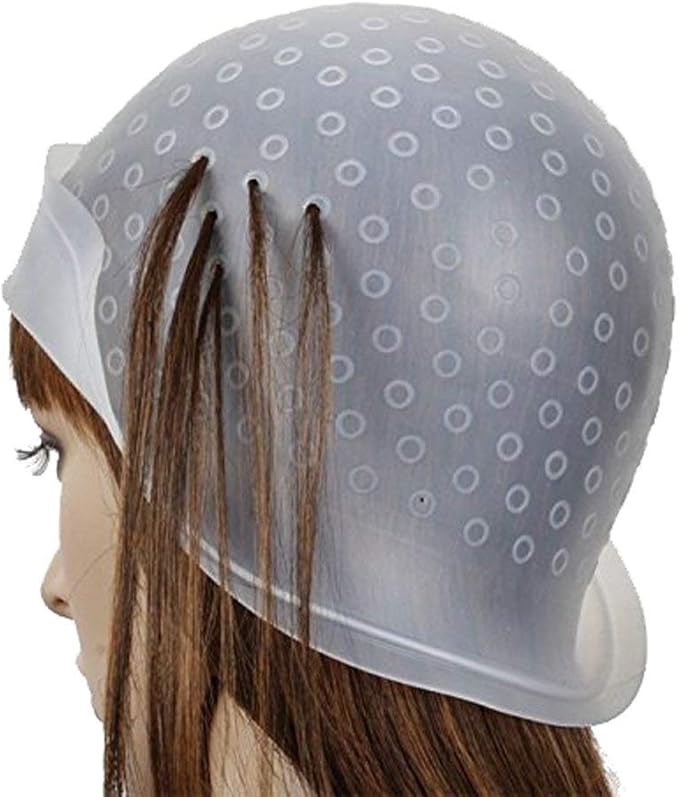 Reusable Silicone Hair Staining Cap Multicolor Hair Dyeing Cap with Metal Hooks
